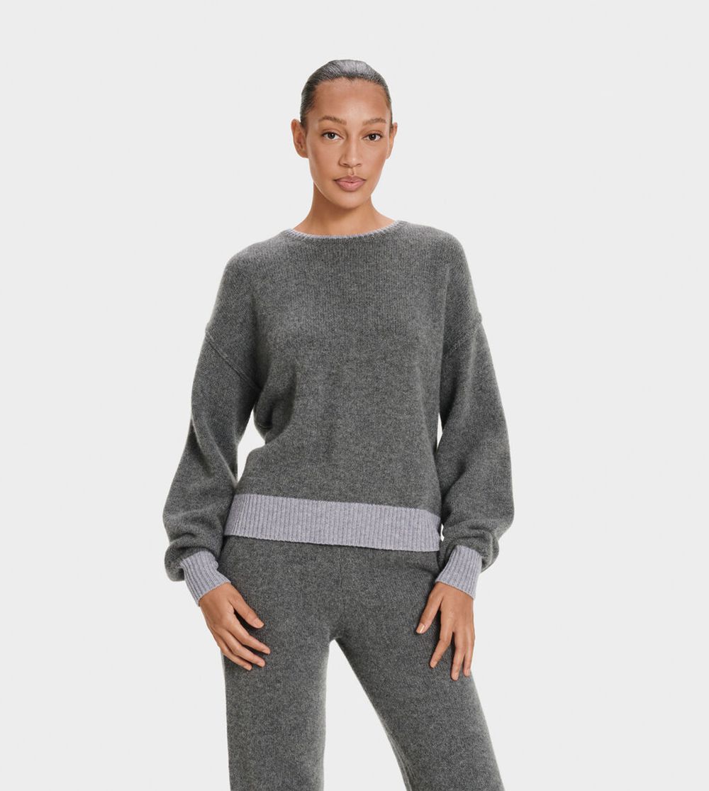 Ugg Sweater Womens - Ugg Renata Cashmere-Blend Crewneck Grey - 781YALXPN